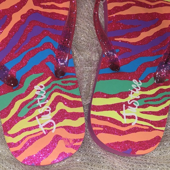 Justice Flip Flops Girls Size 13/1 New - Picture 5 of 11
